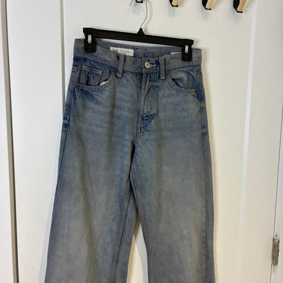 Zara TRF HIGH WAIST EXTRA WIDE LEG JEANS 3607/34/406/32 Sz 0 - Picture 4 of 10